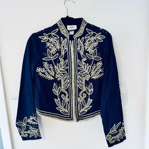 Embroidered Blue Jacket with Gold